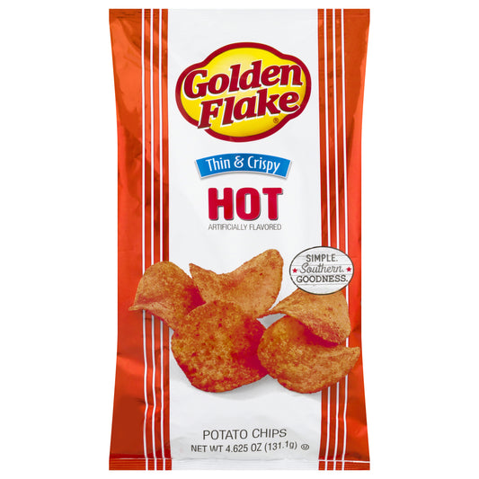 Golden Flake Thin & Crispy Hot Potato Chips 4.625 oz