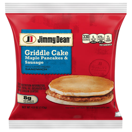 Jimmy Dean Griddle Cake Breakfast Sandwiches with Maple Pancakes and Sausage, Frozen, 4 Count