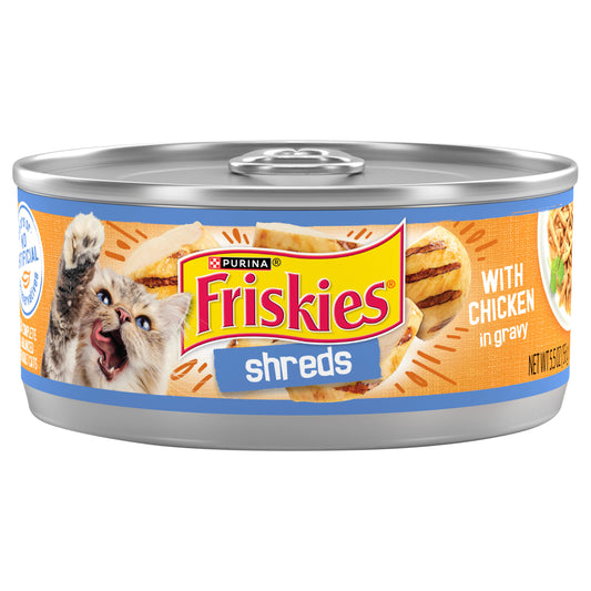 Purina Friskies Gravy Wet Cat Food, Shreds With Chicken - 5.5 oz. Can