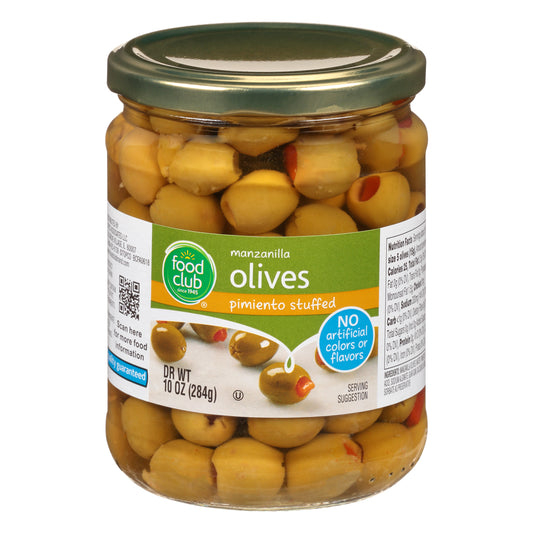 Food Club Manzanilla Pimiento Stuffed Olives 10 oz