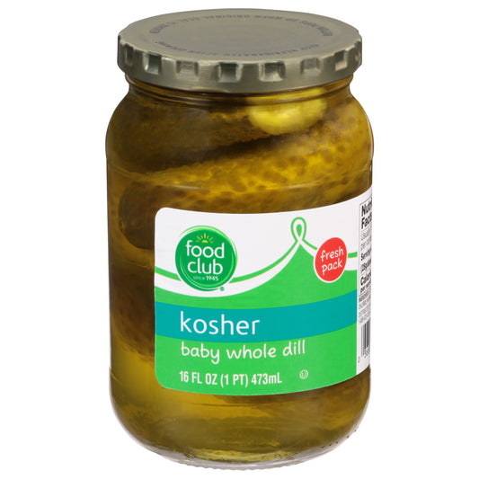 Food Club Kosher Baby Whole Dill Pickles 16 fl oz