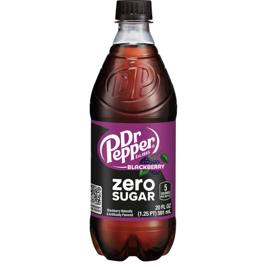 Dr Pepper Blackberry Zero Sugar Soda, 20 fl oz bottle