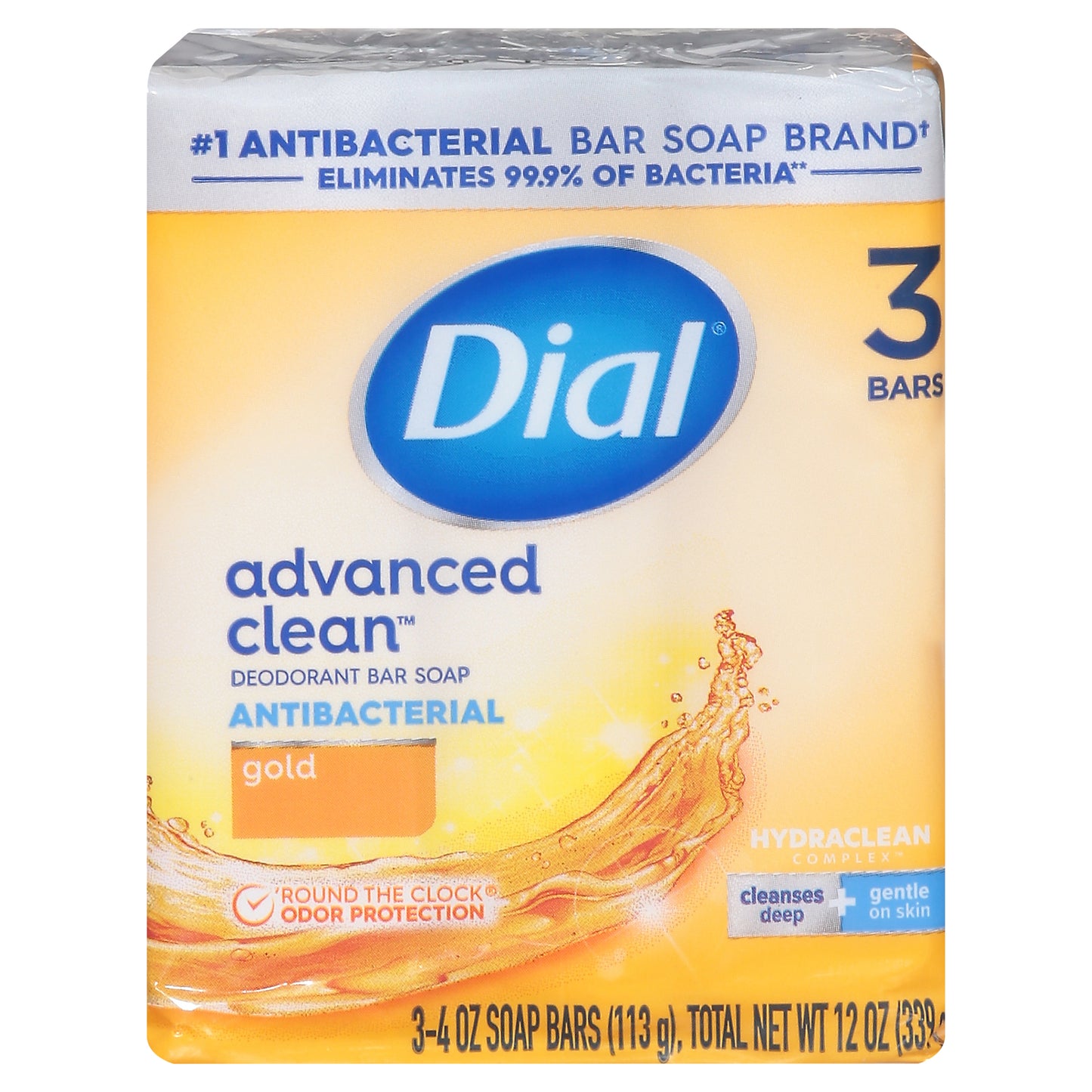 Dial Advanced Clean Gold Antibacterial Deodorant Bar Soap 3 - 4 oz Bars