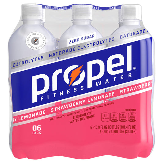 Propel Zero Sugar Electrolyte Water Beverage Strawberry Lemonade Naturally Flavored 16.9 Fl Oz 6 Count Bottle