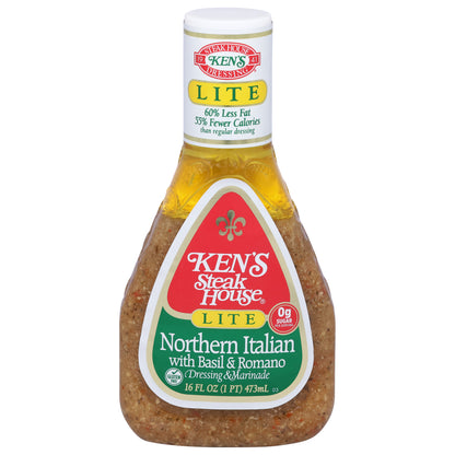 Ken's Steak House Lite Northern Italian with Basil & Romano Dressing & Marinade 16 fl oz