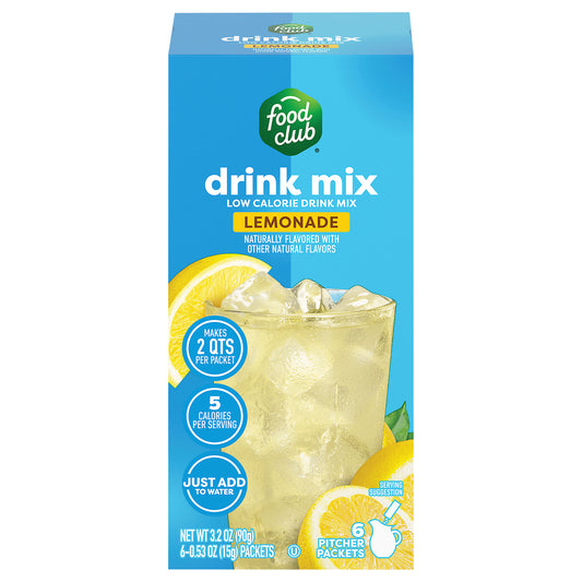 Food Club Low Calorie Lemonade Drink Mix 6 - 0.53 oz Packets
