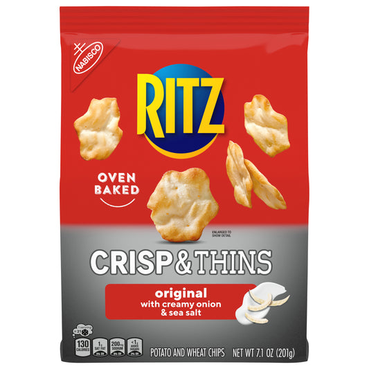RITZ Crisp and Thins Original with Creamy Onion and Sea Salt Chips, 7.1 oz