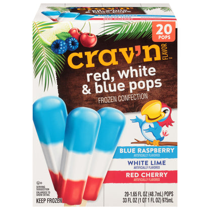 Crav'n Flavor Red, White & Blue Pops Frozen Confection 20 ea