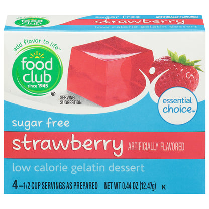 Food Club Essential Choice Sugar Free Low Calorie Strawberry Gelatin Dessert 0.44 oz