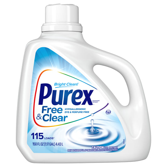Purex Liquid Laundry Detergent, Free & Clear, 150 Fluid Ounces, 115 Loads