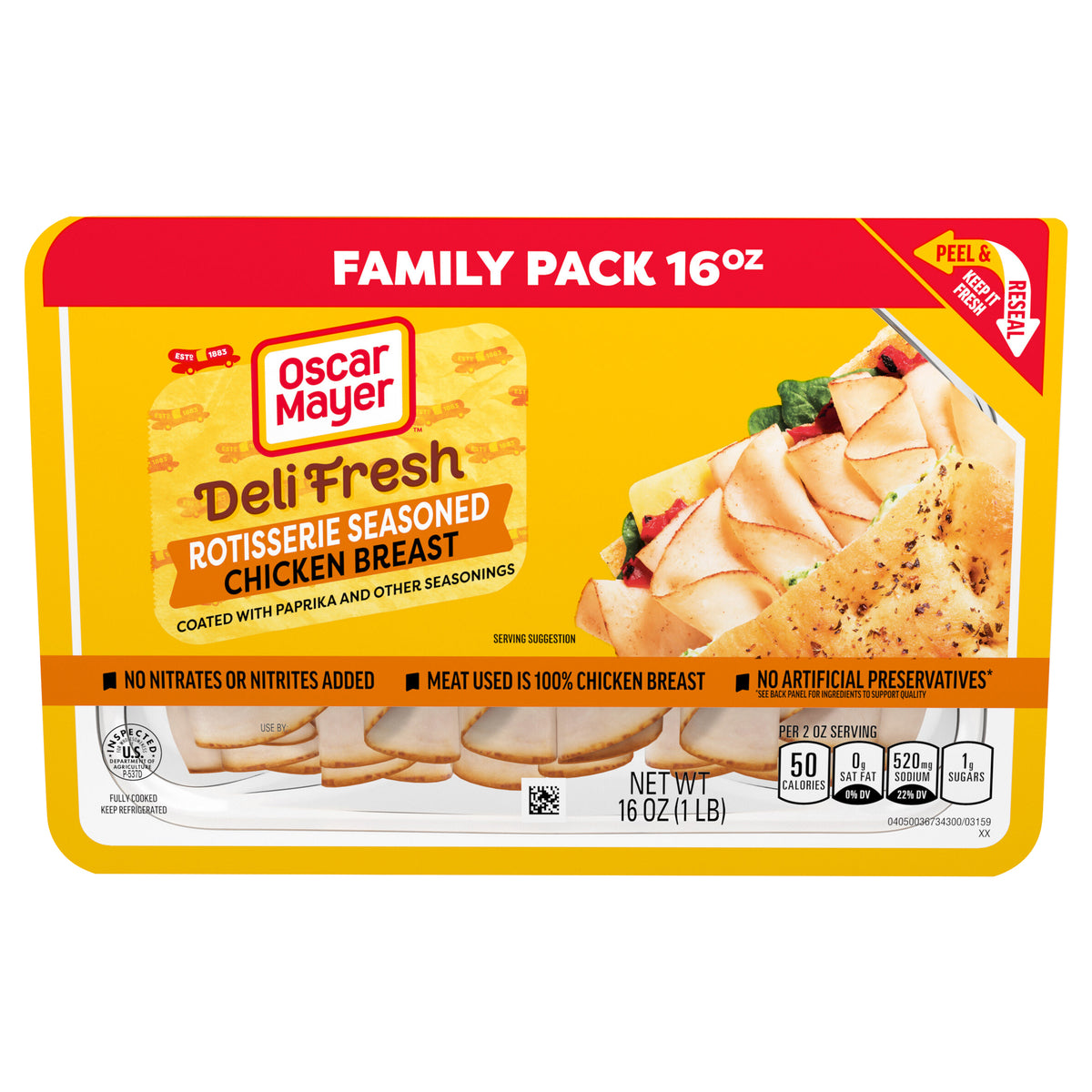 Oscar Mayer Deli Fresh Rotisserie Seasoned Chicken Breast, 16 oz Family Pack