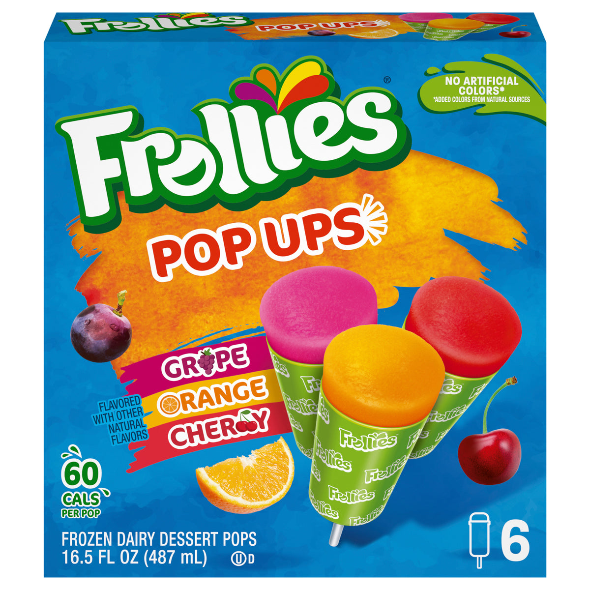 Frollies Grape/Orange/Cherry Frozen Dairy Dessert Pops 6 Each