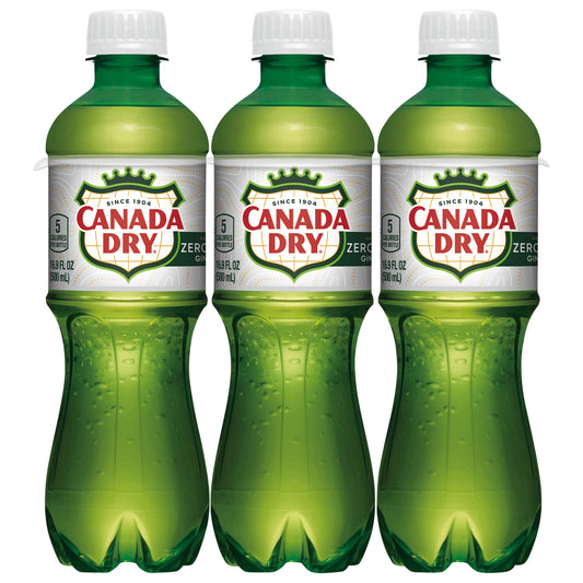 Canada Dry Zero Sugar Ginger Ale Soda, .5 L bottles, 6 pack
