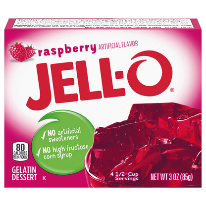 Jell-O Raspberry Artificially Flavored Gelatin Dessert Mix, 3 oz Box