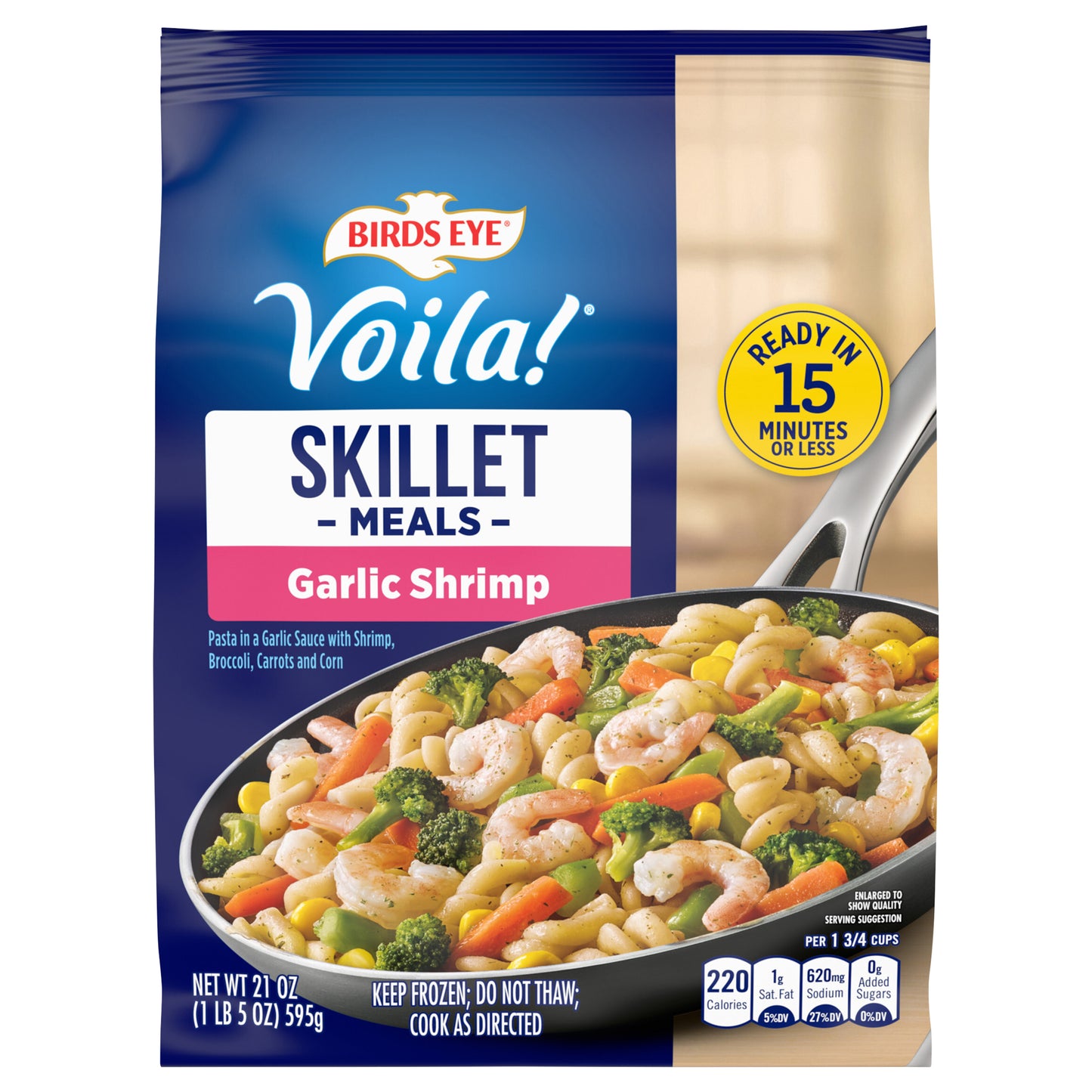 Birds Eye Voila! Garlic Shrimp Frozen Meal, 21 oz. Bag