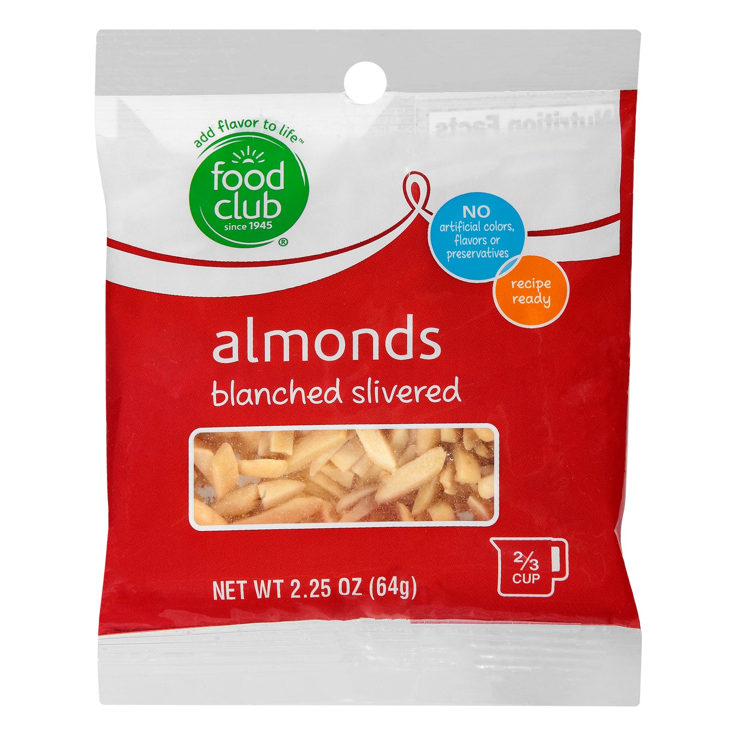 Food Club Blanched Slivered Almonds 2.25 oz
