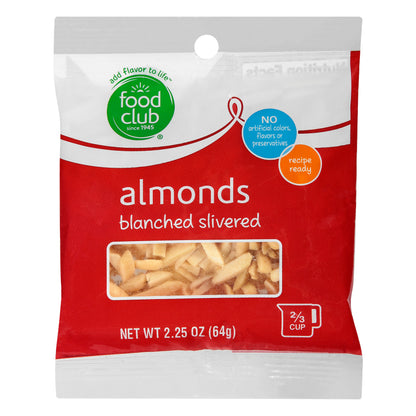 Food Club Blanched Slivered Almonds 2.25 oz