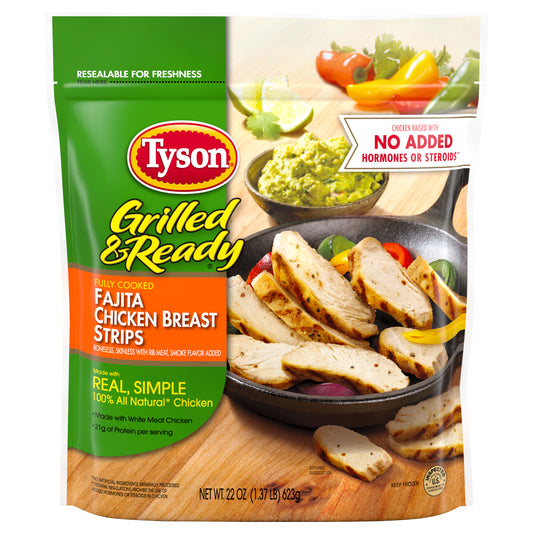 Tyson Grilled & Ready Fully Cooked Fajita Chicken Strips, 22 oz. (Frozen)