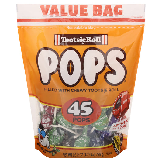 Tootsie Roll Value Bag Assorted Flavors Pops 45 ea