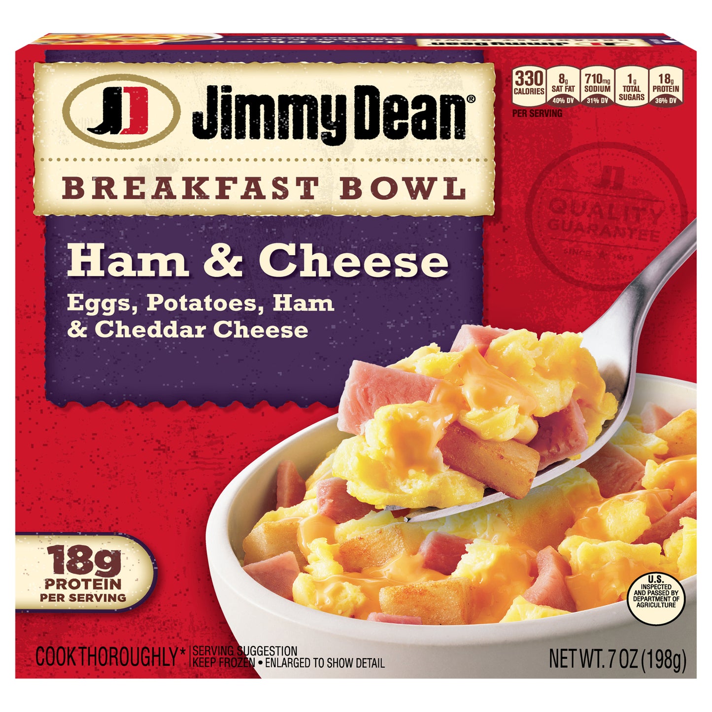 Jimmy Dean Breakfast Bowl, Ham, Frozen, 7 oz Bowl