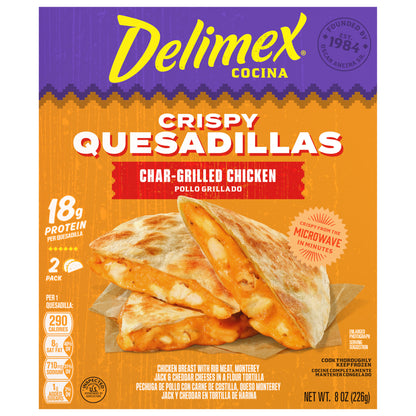 Delimex Char-Grilled Chicken Crispy Quesadillas, 8 oz box