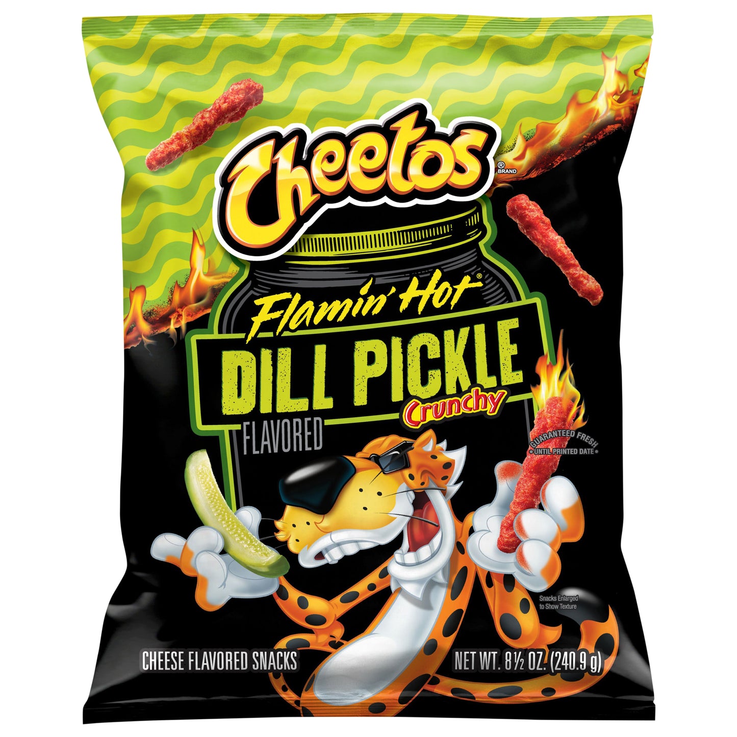 Cheetos Crunchy Cheese Flavored Snacks Flamin' Hot Dill Pickle 8 1/2 Oz
