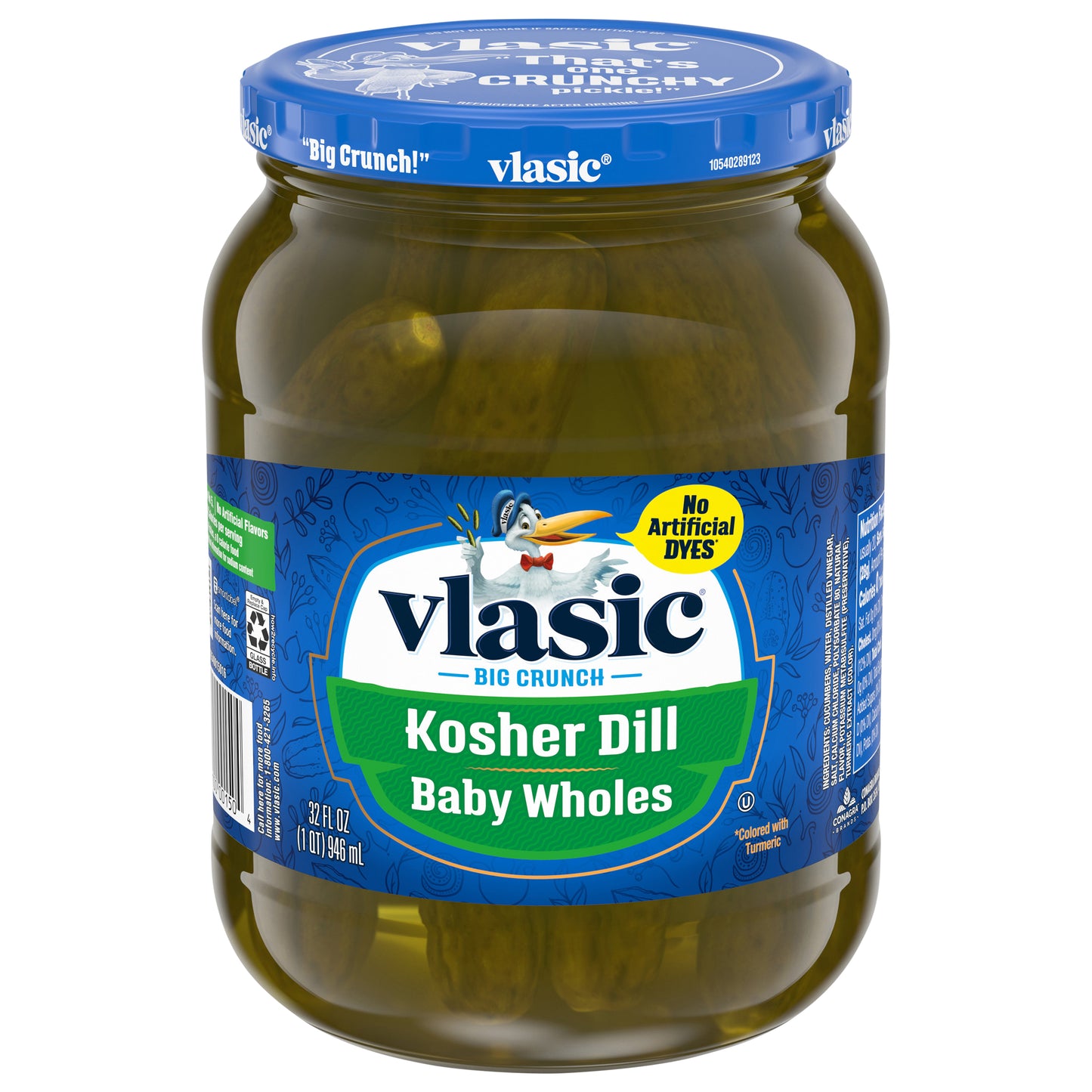 Vlasic Kosher Dill Baby Whole Pickles, Keto Friendly, 32 FL OZ