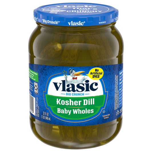Vlasic Kosher Dill Baby Whole Pickles, Keto Friendly, 32 FL OZ
