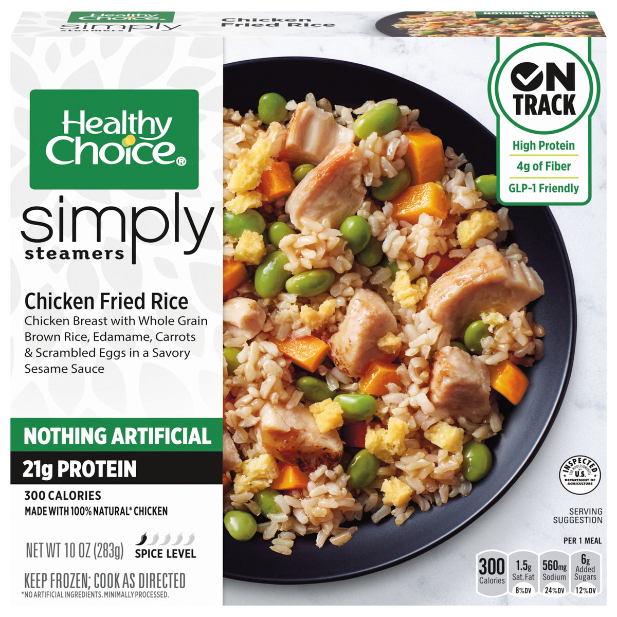 Healthy Choice Simply Steamers Chicken Fried Rice, Frozen Meal, 10 oz. Bowl