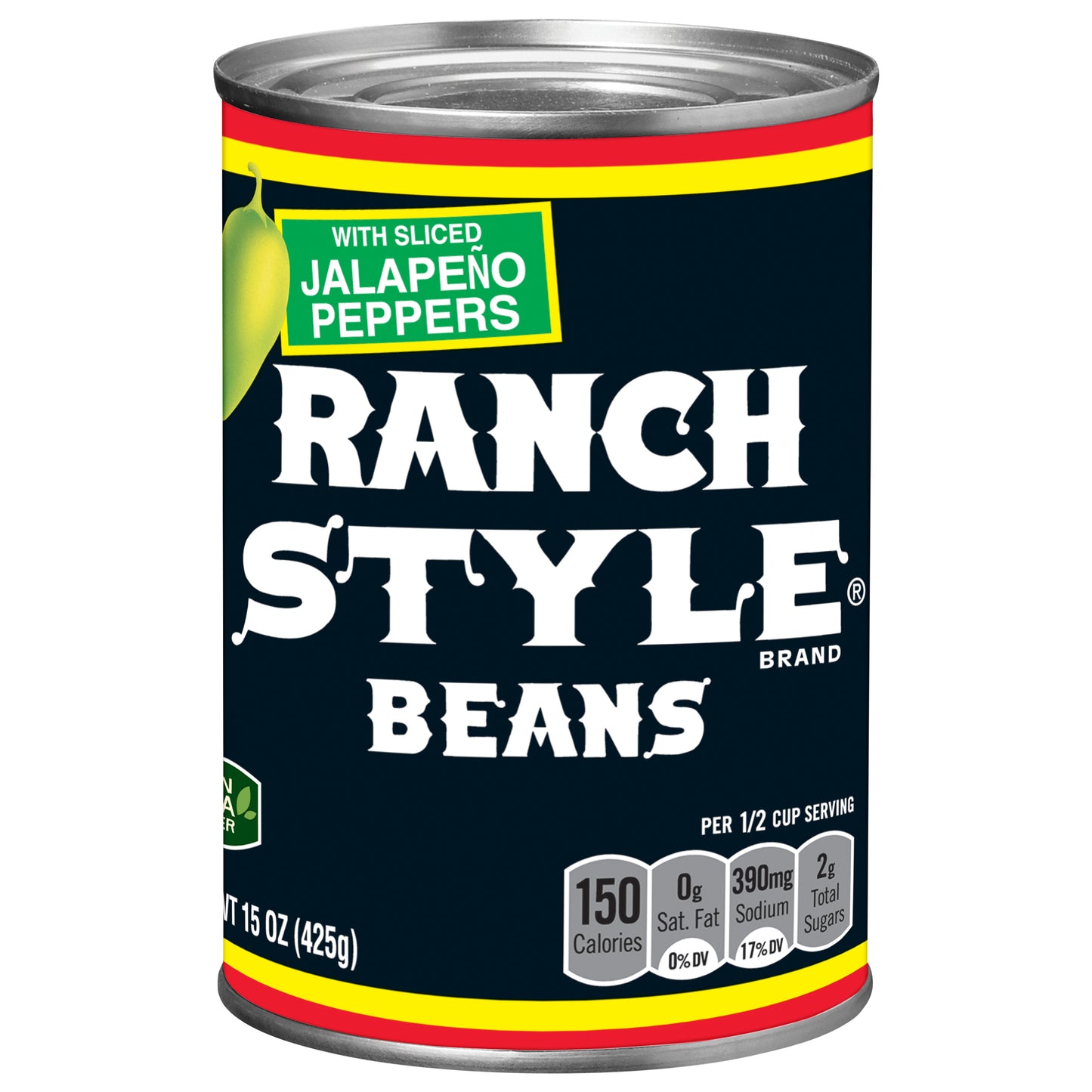 Ranch Style Beans With Sliced Jalapeno Peppers, Canned Beans, 15 OZ