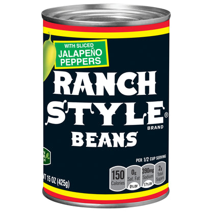 Ranch Style Beans With Sliced Jalapeno Peppers, Canned Beans, 15 OZ