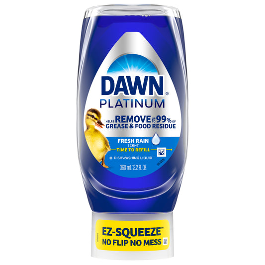 Dawn Platinum EZ-Squeeze Dish Soap, Dishwashing Liquid, Fresh Rain, 12.2 Fl Oz