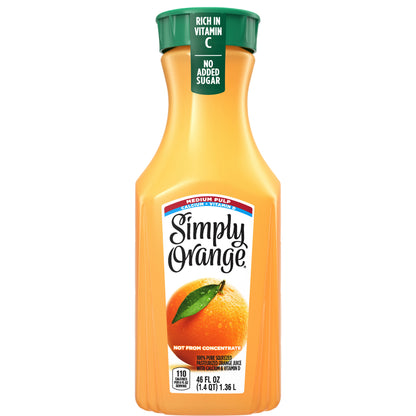 Simply Orange Medium Pulp Calcium and Vitamin D Juice Bottle, 46 fl oz