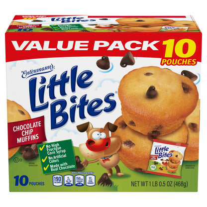 Entenmann's Little Bites Chocolate Chip Mini Muffins, Value Pack, 10 packs, 16.5 oz