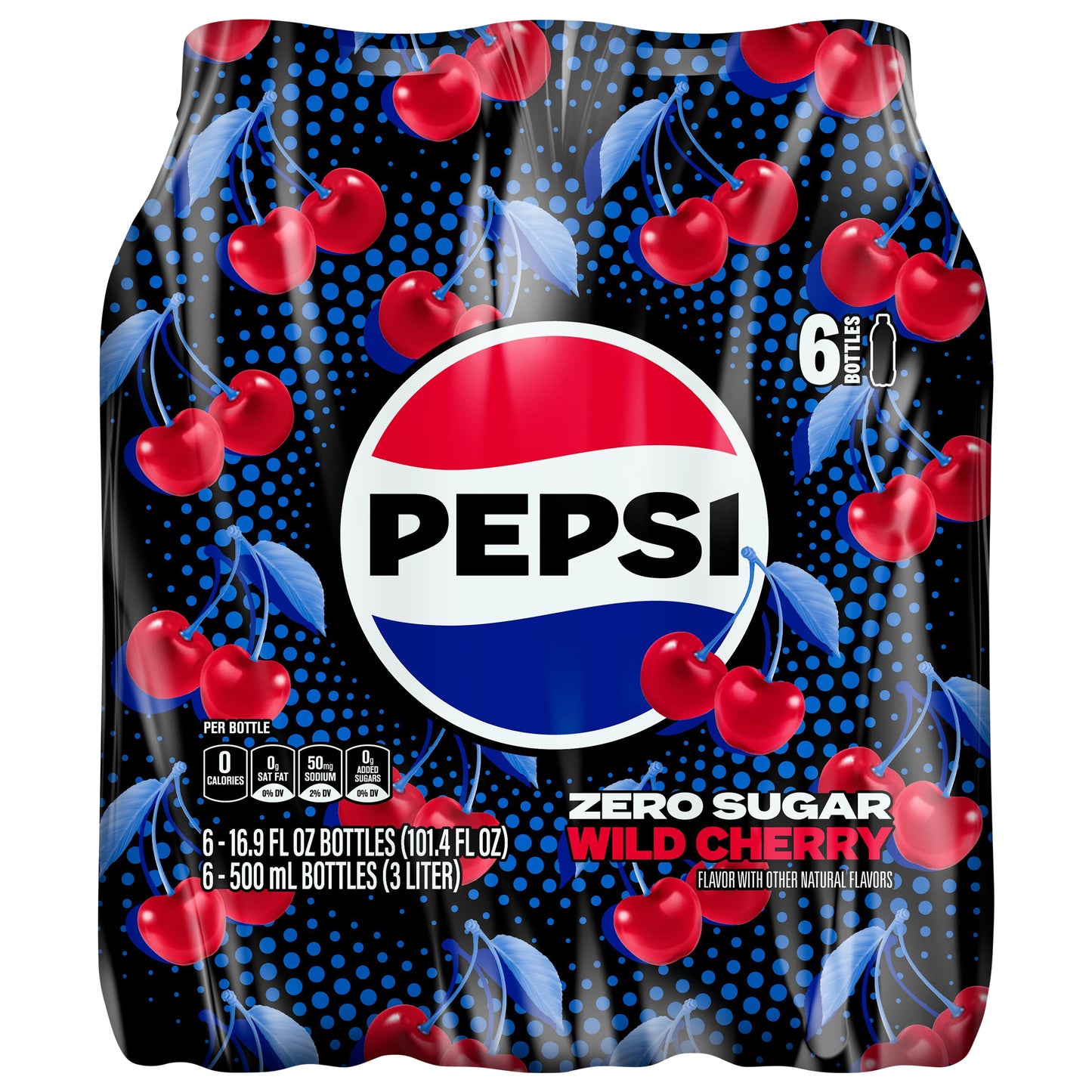 Pepsi Zero Sugar Soda Wild Cherry 16.9 Fl Oz, 6 Count