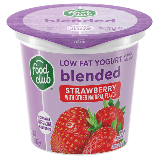 Food Club Blended Low Fat Strawberry Yogurt 6 oz