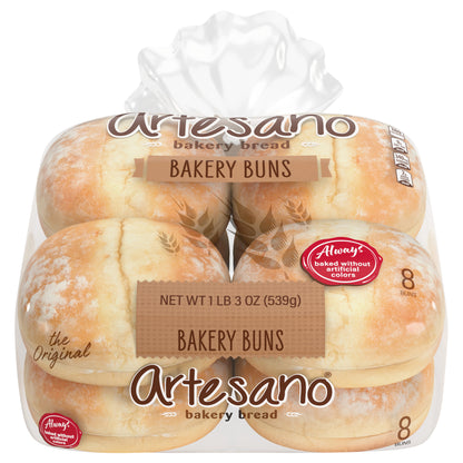 Artesano White Bakery Buns, 8 count, 19 oz