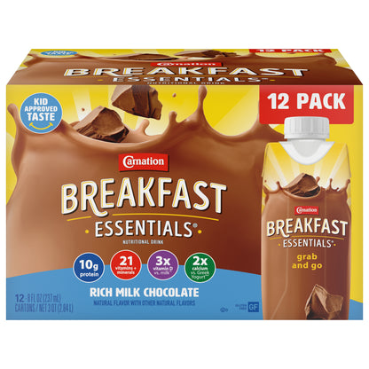 Carnation Breakfast Essentials Rich Milk Chocolate Nutritional Drink 12 - 8 fl oz Cartons