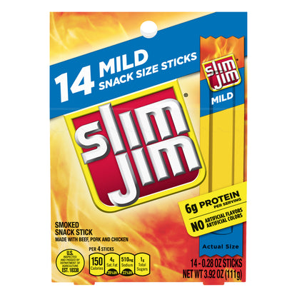 Slim Jim Mild Smoked Snack Stick, 0.28 Oz. 14-Count