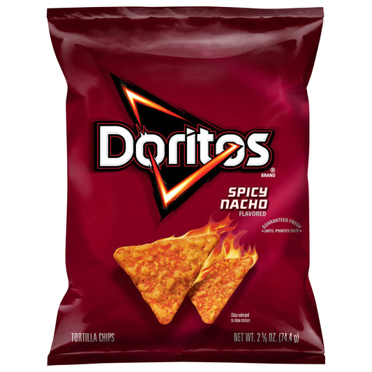 Doritos Tortilla Chips Spicy Nacho Flavored 2 5/8 Oz