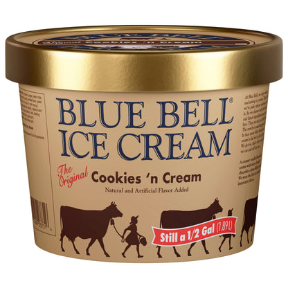 Blue Bell Cookies 'N Cream Ice Cream 0.5 gal