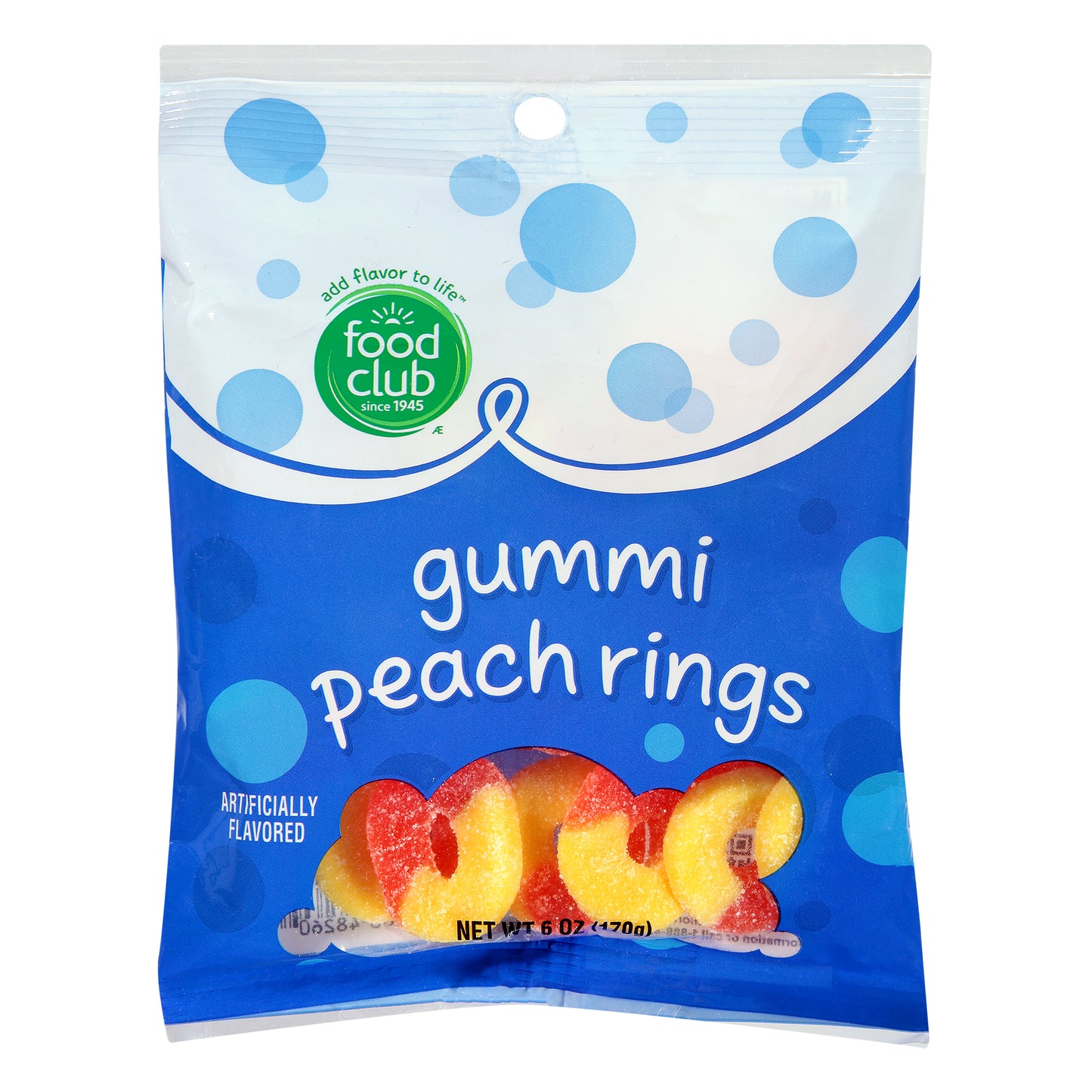 Food Club Peach Rings Gummi 6 oz Bag