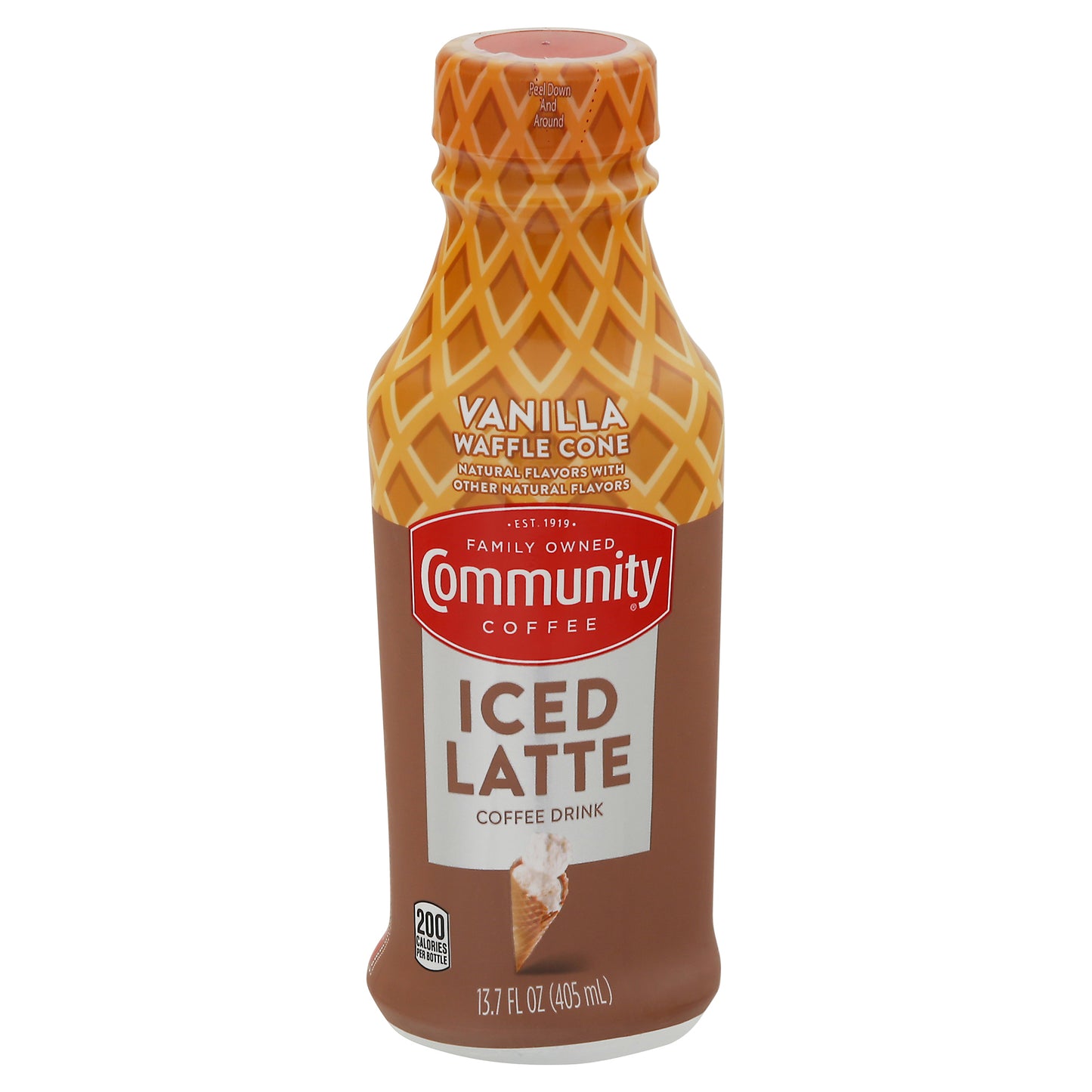 Community Coffee Iced Latte Vanilla Waffle Cone Coffee Drink 13.7 fl oz Bottle