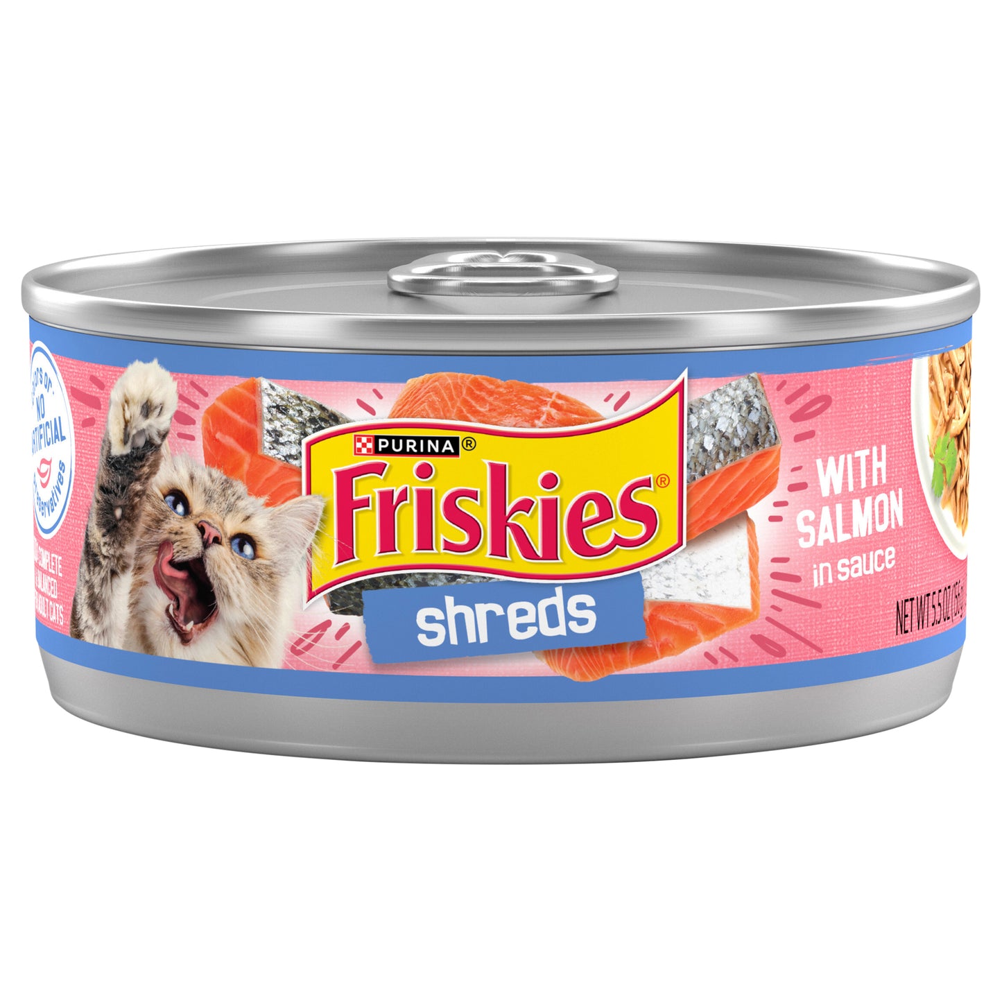 Purina Friskies Wet Cat Food, Shreds With Salmon in Sauce - 5.5 oz. Can