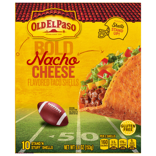 Old El Paso Stand 'N Stuff Bold Nacho Cheese Flavored Taco Shells, 10-count
