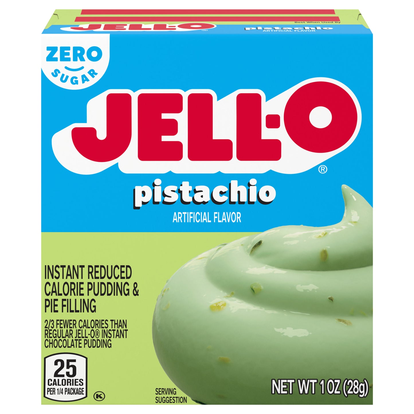 Jell-O Pistachio Artificially Flavored Zero Sugar Instant Reduced Calorie Pudding & Pie Filling Mix, 1 oz Box