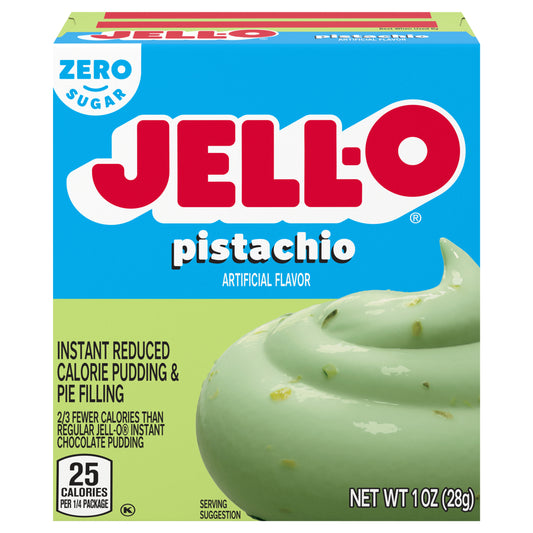 Jell-O Pistachio Artificially Flavored Zero Sugar Instant Reduced Calorie Pudding & Pie Filling Mix, 1 oz Box