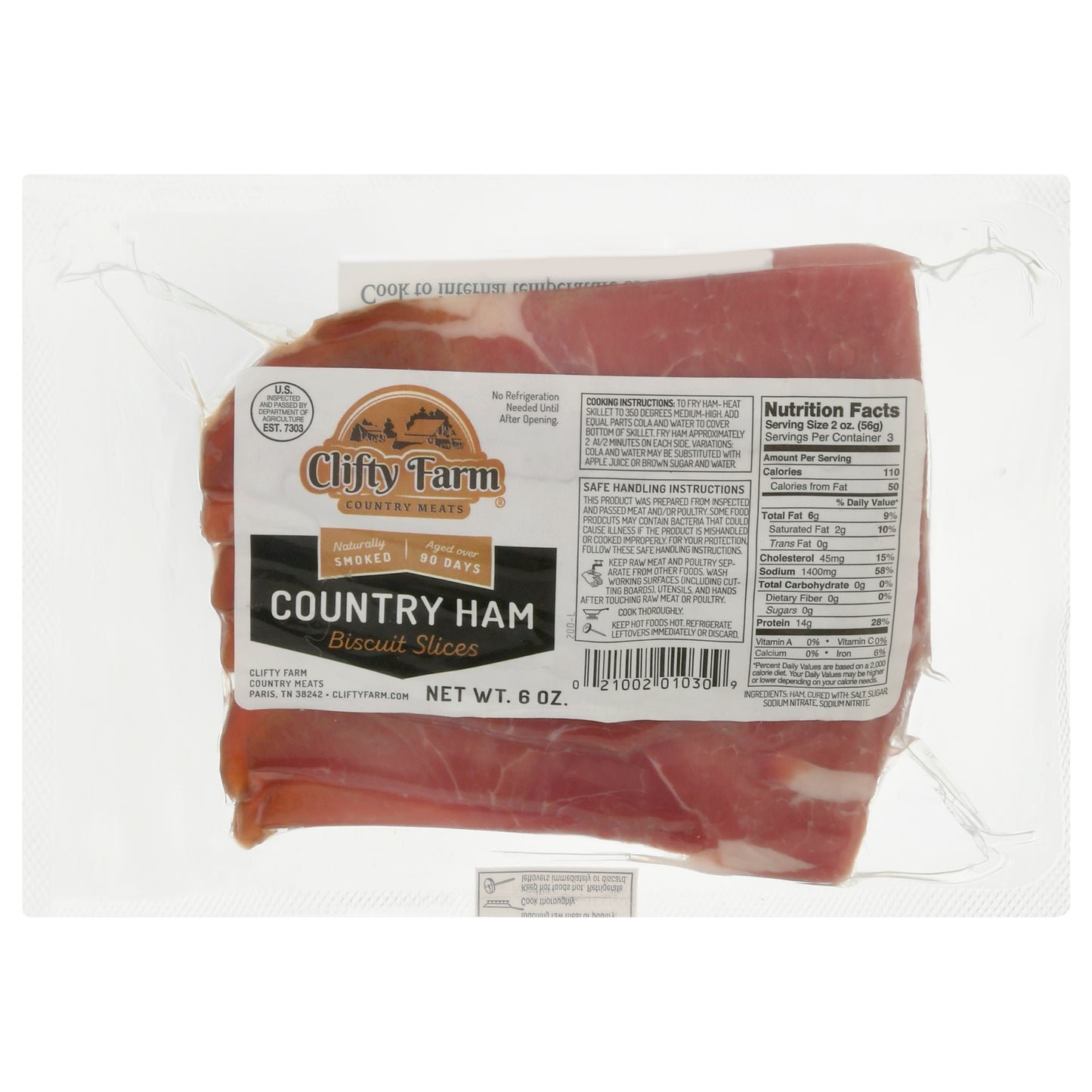 Clifty Farm Biscuit Slices Country Ham 6 oz