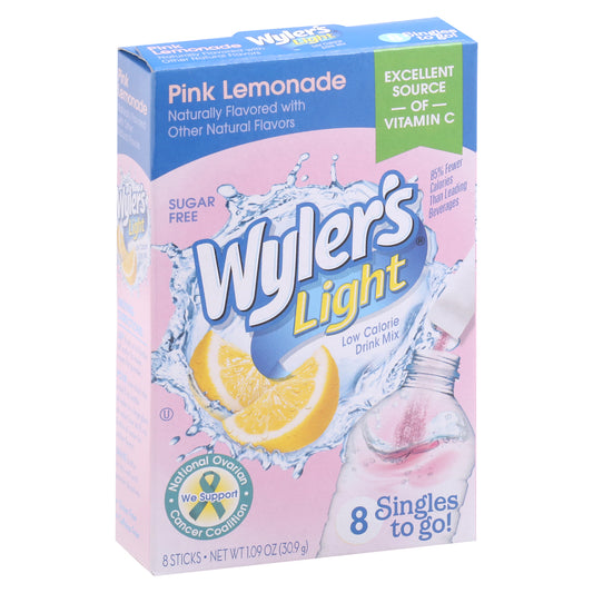 Wyler's Light Singles to Go Pink Lemonade Sugar Free Low Calorie Drink Mix 8 ea
