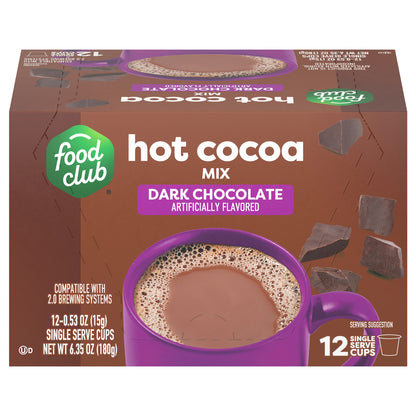 Food Club Single Serve Cups Dark Chocolate Hot Cocoa Miix 12 ea